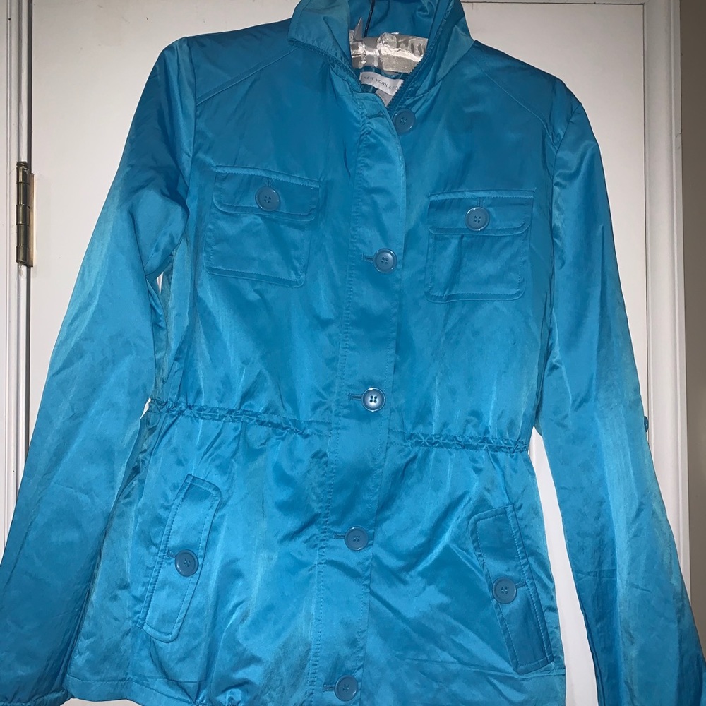 NY&CO turquoise blue lightweight windbreaker